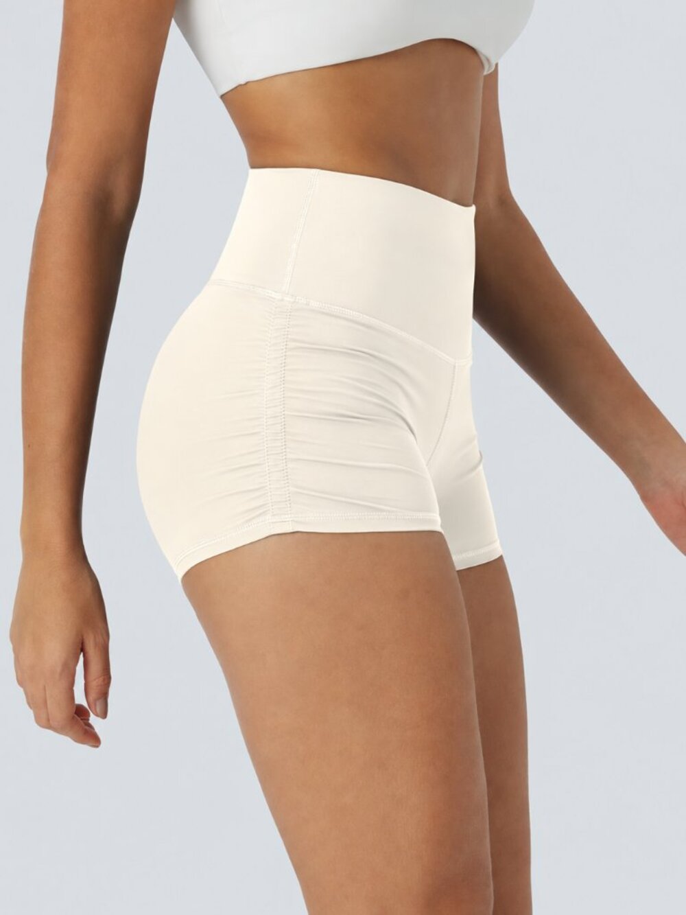 Halara SMALL SoftlyZero QuickDry High Waisted Tummy Control Ruched Biker Shorts